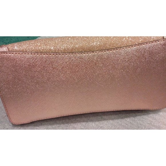 NWT Kate Spade Shimmy Glitter Satchel Rose Gold Shoulder Handbag - Picture 4 of 6